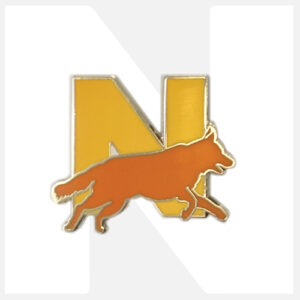 Yellow letter 'N' with an orange running fox silhouette.